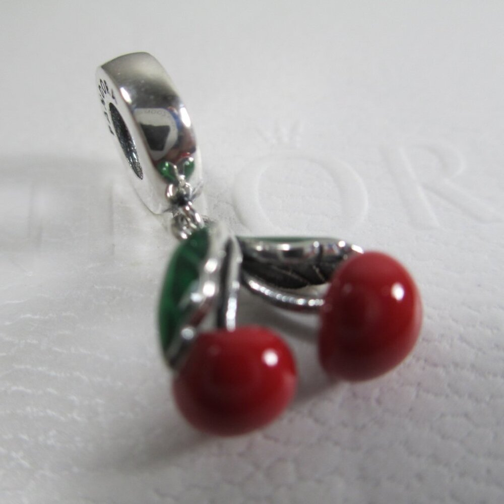 End of Summer Red Cherry Fruit Dangle Pandora Charm #791583C01 Back to School